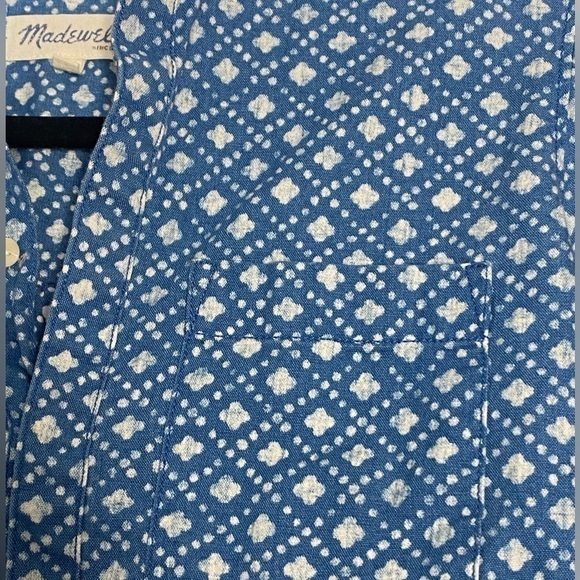 MADEWELL CHAMBRAY FLORAL STAMP POPOVER BLOUSE SIZE XS - Picture 4 of 9